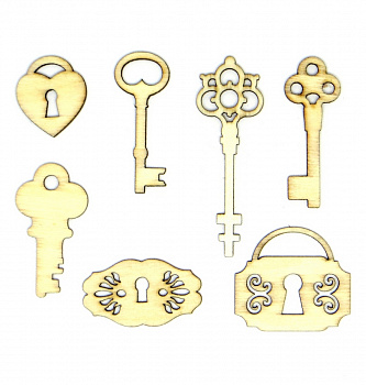 Деревянные украшения "Рукоделие" WF11 Ключик & замочек