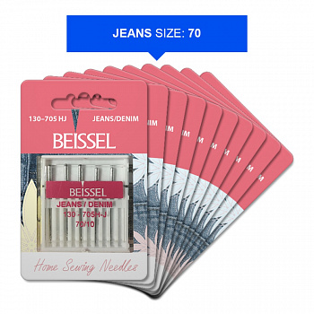 Иглы д/бытовых швейных машин для джинс. ткани (Jeans/Denim),5 шт, № 70, 130-705 H-J/блистер, BEISSEL