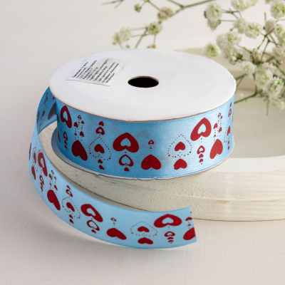 Лента атласная с рисунком арт.TBY.ЛДР.CK-19.4 шир.2,5см цв.70 уп.9,14 м