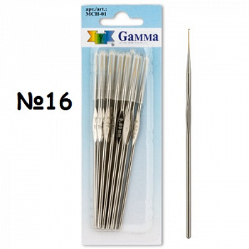Крючки для вязания "Gamma" MCH-1, h=12 см, 0.6мм №16 12 шт/упак