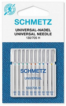 Иглы стандартные 130/705 H № 60(1), 70(3), 80(2), 90(2), 100, 110 10 шт. Schmetz 0703558