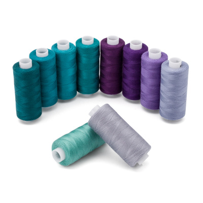 Набор ниток 40/2 400ярд.., "Бирюзово-фиолетовый микс", 10 шт/набор, Bestex