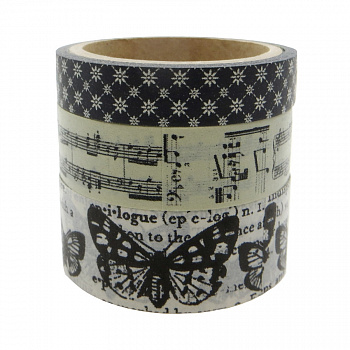 Клейкая лента декоративная «Рукоделие» 3х5м"Бабочки,винтаж" 15 м