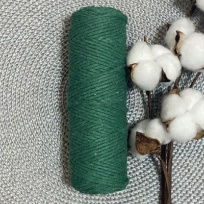 Шпагат хлопковый крученый 2мм (темно-зеленый) 100м