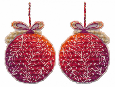 Набор для вышивания «Овен» 1695 "Ёлочная игрушка. Красный шар" 7,3 х 9 см 