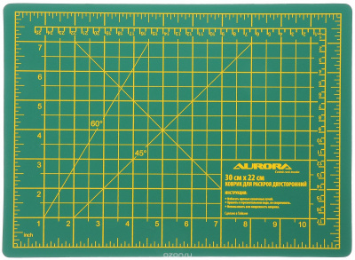Коврик раскройный AURORA двухсторонний,30*22 см