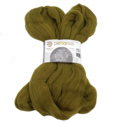 Шерсть для валяния 100% полутонкая шерсть, 50 г, №0032 табак , упак (10шт.)