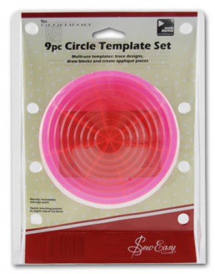 Лекало прозрачное для квилтинга "Круги",набор из 9 шт., пластик, цвет розовый 