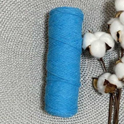 Шпагат хлопковый крученый 2мм (бирюзовый) 100м