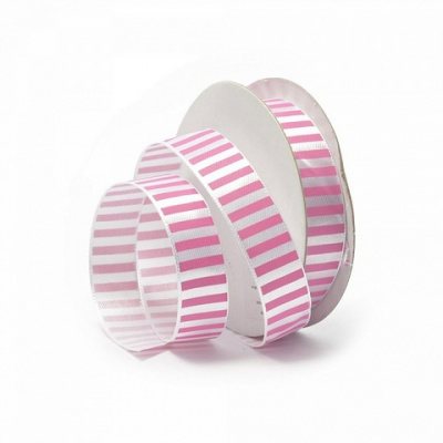 Лента атласная с рисунком арт.TBY.ЛАР.TX- 06.1 шир.1,5см цв.79 (роз.полоски на белом)  уп.9,14 м