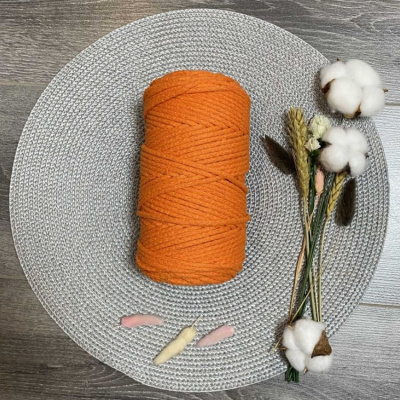 Шнур хлопковый 5 мм (оранжевый) 50м