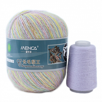 Норка, пряжа для ручного вязания (упаковка 5 мотков с доп. нитью) (878, радужный)