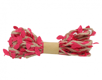 Декоративная веревка с листиками, 3м, (ярко розовый) 2AR206 00006