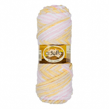 BABY MIMI, пряжа для руч. вязания 100% полиэстер 5 шт.*100 г 80 м №04 белый-беж.-желт.-св.розовый