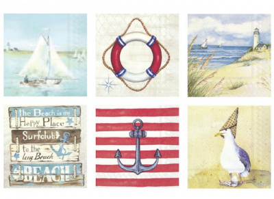 Салфетки бумажные "Love2art"ассорти  SDS №48 33х33 6 шт. "Добро пожаловать на борт"