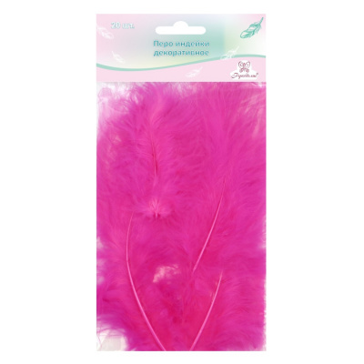 Перо индейки декоративное "Рукоделие", 20 шт (фуксия), длина пера 13-16 см