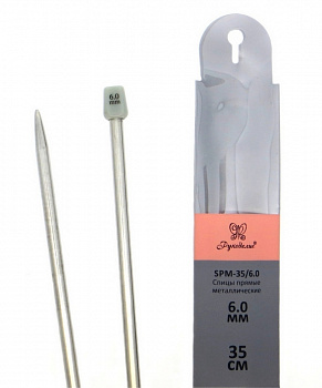 Спицы "Рукоделие" SPM-35/6.0 прямые металл 6,0мм, 35см (2шт.)