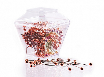 Булавки "Hemline" N4366 с круглыми головками в пластиковом боксе-пирамидке, 38 мм, 150шт