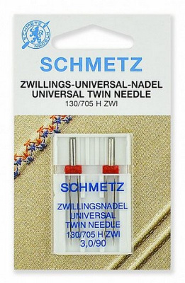 Иглы стандартные двойные Schmetz 130/705H ZWI № 90/3.0, 2шт