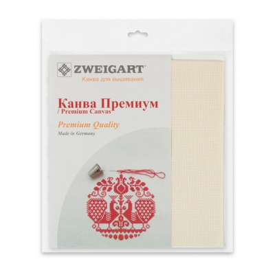 Канва "Zweigart" К04 Aida Premium №14 ФАСОВКА 100% хлопок 30 х 40 см ± 2 см, 100 белый