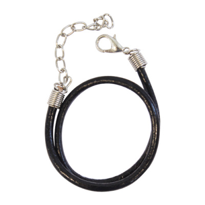 Шнурок для бижутерии "Астра" WRE1126, 20 см, d=3.0мм, кож/зам, черный