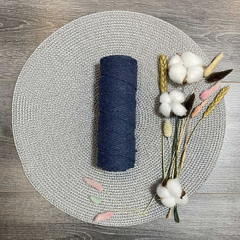 Шнур хлопковый 4 мм без сердечника (темный джинс) 50м 2109