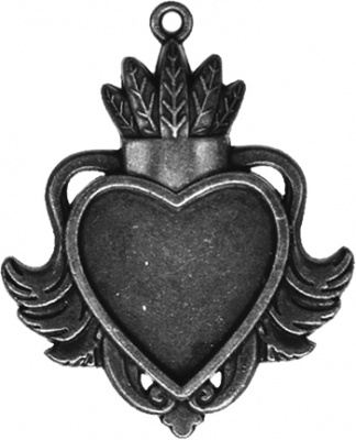 Заготовки для украшений «Heart Bezel-Large-Silver» (Серебро)