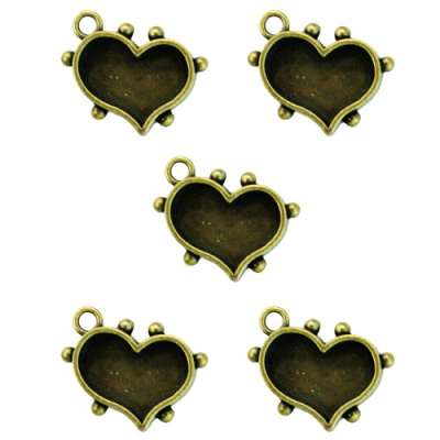 Заготовка для украшения Сердца 1 - 5шт (Бронза)