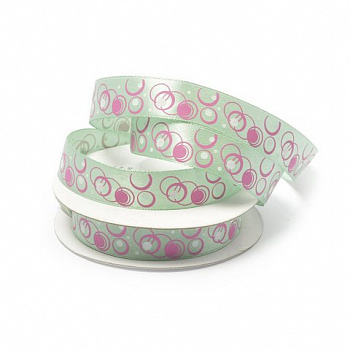 Лента атласная с рисунком арт.TBY.ЛАР.TX-13.2 шир.1,5см цв.фиолет. уп.9,14 м