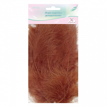 Перо индейки декоративное "Рукоделие", 20 шт (темно-оранжевый цвет), длина пера 13-16 см