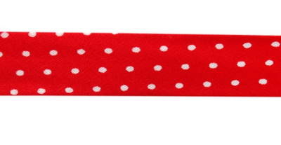 Косая бейка с принтом "Горох" х/б, 15 мм, 65,8 м/шт FBF102 красный