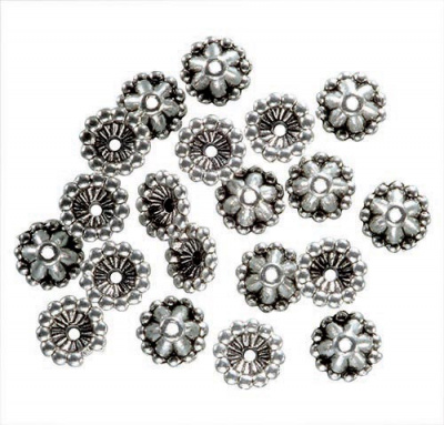 Шапочка для бусин "Glorex" 66091302 7мм 20шт/упак. (цвет: античное серебро )