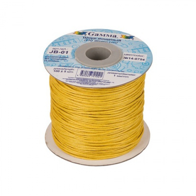 Шнур вощеный JB-01 "Gamma" d=1мм, боб.100 м ± 5 м, цв.14-0754 желтый