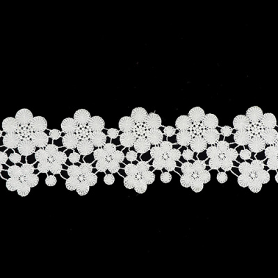 Кружево гипюр матовое 7см*13,72м 1AS-304 белый