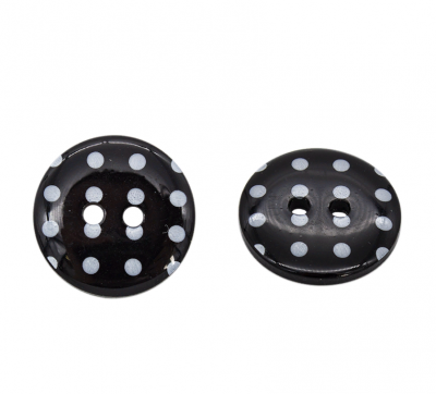 Пуговицы в тубе Q7D26-FSS Горошек 28L,(990 черно-белый) 24 шт.