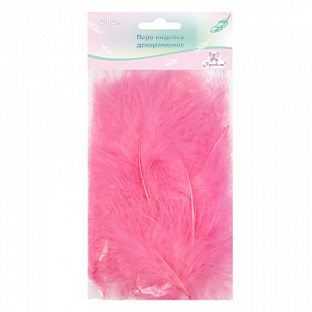 Перо индейки декоративное "Рукоделие", 20 шт (розовый цвет), длина пера 13-16 см