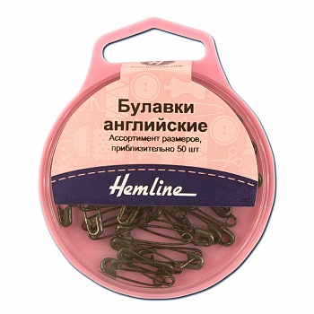 Булавки английские безопасные, ассорти 19+23 мм, металл, черные, 50 шт.