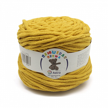 Пряжа Astra Premium "Плюшевая" 100гр. 80м, 100% п/э (2шт/упак) (220, горчица)