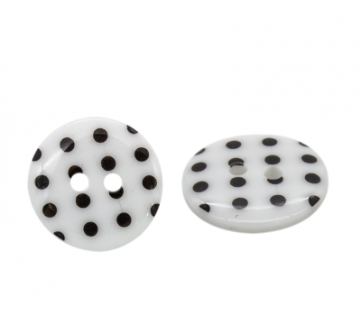 Пуговицы в тубе Q7D26-FSS Горошек 28L,(009-бело-черный) 24 шт.