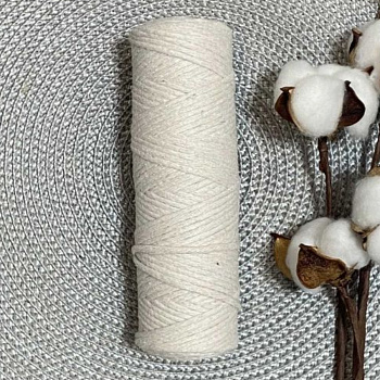 Шпагат хлопковый крученый 2мм (кремовый) 100м