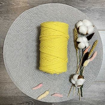 Шнур хлопковый 5 мм (желтый) 50м