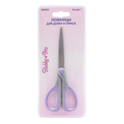 Ножницы "Hobby&Pro" 590452 для дома и офиса 15 см/6",силиконове ручки SOFT.светло-фиолетовый 