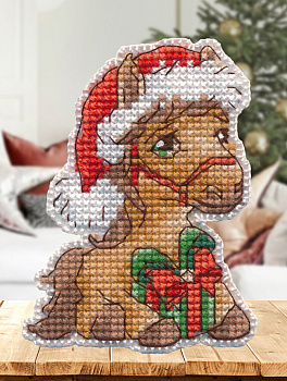 Набор для вышивания «Овен» 1686 "Магнит. Лошадка с подарком" 6,2 х 8,2 см 