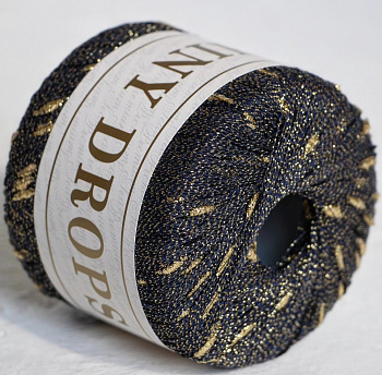 Шайни дропс, пряжа для ручного вязания (524, сине-чёрный/золото)