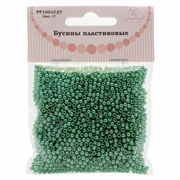 Бусины пластиковые "РУКОДЕЛИЕ", диаметр 3мм, цвет №27 нефритовый, 25гр/пакет, PP1001C27