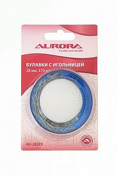 Булавки "Aurora" AU-285PB с игольницей, 28 мм, 370 шт.