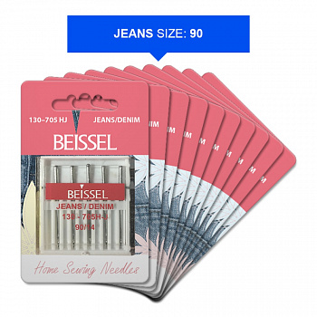 Иглы д/бытовых швейных машин для джинс. ткани (Jeans/Denim),5 шт, № 90, 130-705 H-J/блистер, BEISSEL