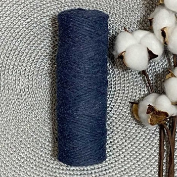 Шпагат хлопковый крученый 3мм (темный джинс) 100м