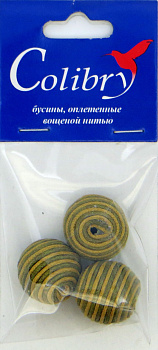 Бусины оплетеные вощеной нитью (оливково-горчичные)