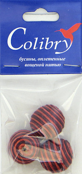 Бусины оплетеные вощеной нитью (красно-бордовые)